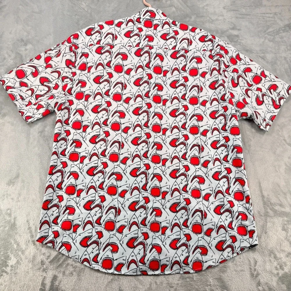 New RSVLTS Shirt Mens XXL Red Great White Shark Jaws KUNUFLEX Short Sleeve - Picture 8 of 13